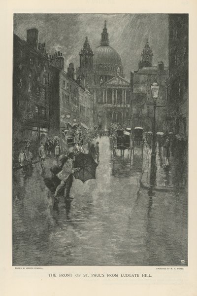 La fachada de la Catedral de San Pablo desde Ludgate Hill de Joseph Pennell