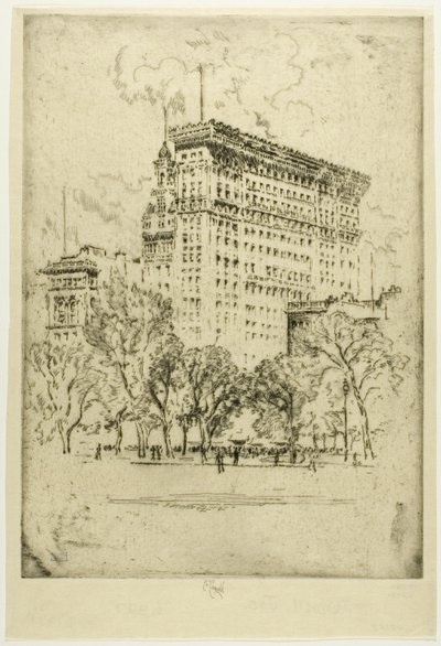 Union Square y Banco de Metropolis de Joseph Pennell