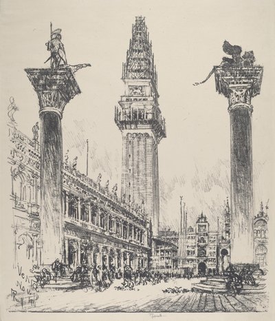 Venecia, reconstrucción del Campanile de Joseph Pennell
