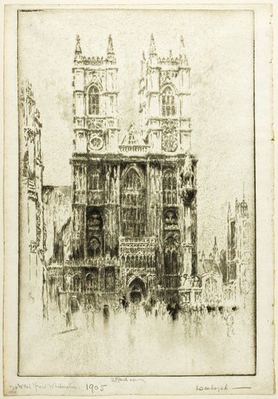 Fachada Oeste, Abadía de Westminster de Joseph Pennell