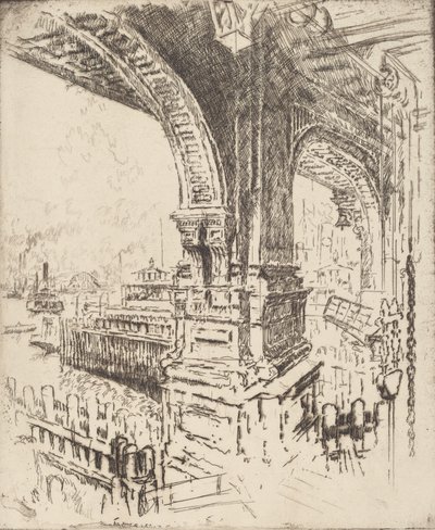 Dentro del Ferry, Calle Cortlandt, Nueva York de Joseph Pennell