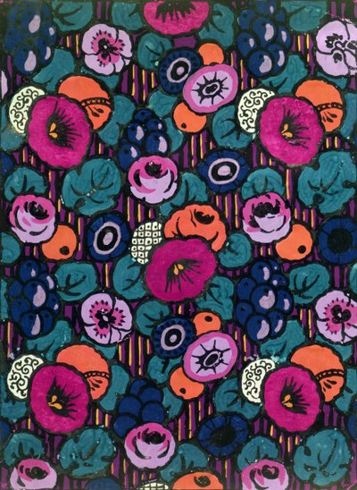 Diseño para un textil impreso de Joseph Percy Bilbie (1879-1949), c.1920 (color de la carrocería) de Joseph Percy Bilbie