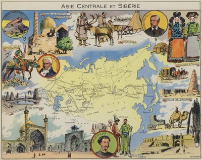 Asia Central y Siberia (litografía en color) de Joseph Porphyre Pinchon