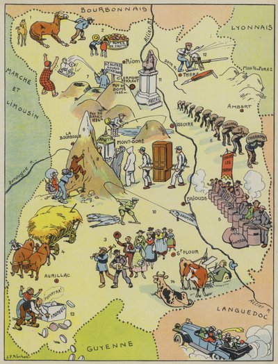 Auvernia (litografía en color) de Joseph Porphyre Pinchon