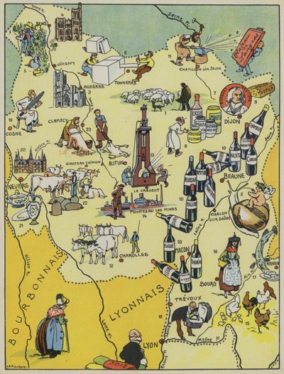 Borgoña-Nivernais (litografía en color) de Joseph Porphyre Pinchon