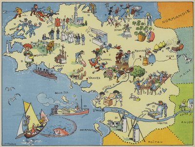 Bretaña (litografía en color) de Joseph Porphyre Pinchon