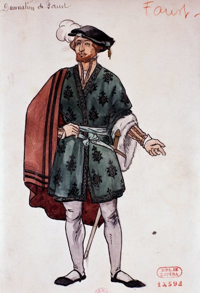 Traje para el personaje de Fausto en La condenación de Fausto de Hector Berlioz, boceto de Joseph Porphyre Pinchon (1871-1953) de Joseph Porphyre Pinchon