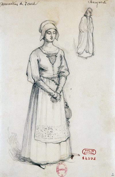 Traje para el personaje de Margarita en La condenación de Fausto de Hector Berlioz, boceto de Joseph Porphyre Pinchon (1871-1953) de Joseph Porphyre Pinchon
