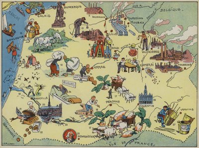 Flandes, Artois, Picardía (litografía en color) de Joseph Porphyre Pinchon