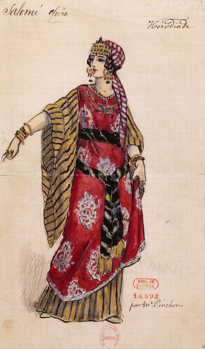 Herodías para Salomé, de Richard Strauss (1864-1949), representada en la Ópera Garnier de París, 3 de mayo de Joseph Porphyre Pinchon