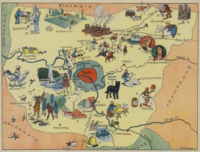 Île-De-France (litografía en color) de Joseph Porphyre Pinchon