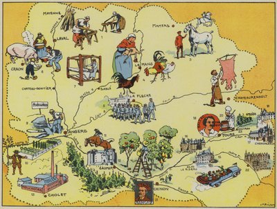 Maine-Anjou-Touraine (litografía en color) de Joseph Porphyre Pinchon