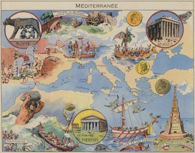 Mediterranee (litografía en color) de Joseph Porphyre Pinchon