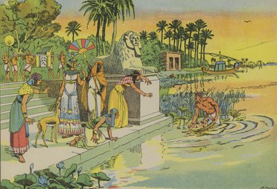 Moisés entre los juncos (litografía en color) de Joseph Porphyre Pinchon