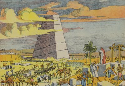 La Torre de Babel (litografía en color) de Joseph Porphyre Pinchon