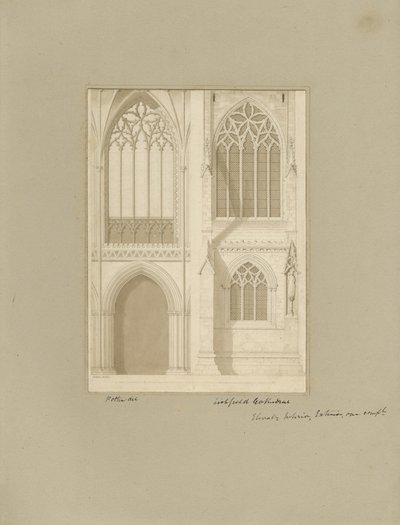 Interior de la Catedral de Lichfield - Coro: dibujo en sepia, [1819] de Joseph Potter