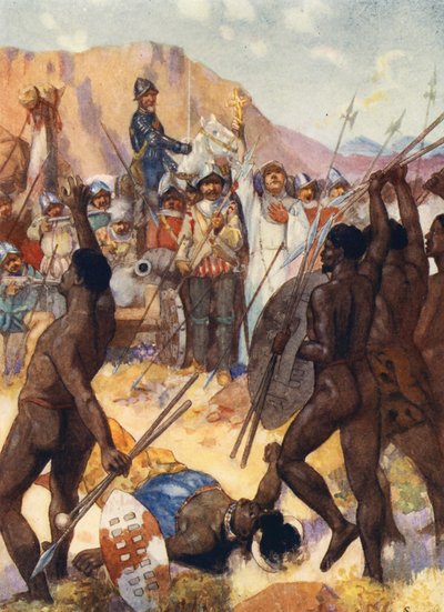 Barreto combate a los kafires (litografía en color) de Joseph Ratcliffe (after) Skelton