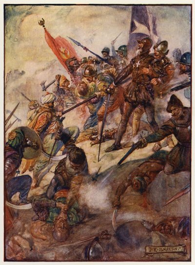 Jean Parisot de la Valette en el Gran Asedio de Malta de Joseph Ratcliffe (after) Skelton