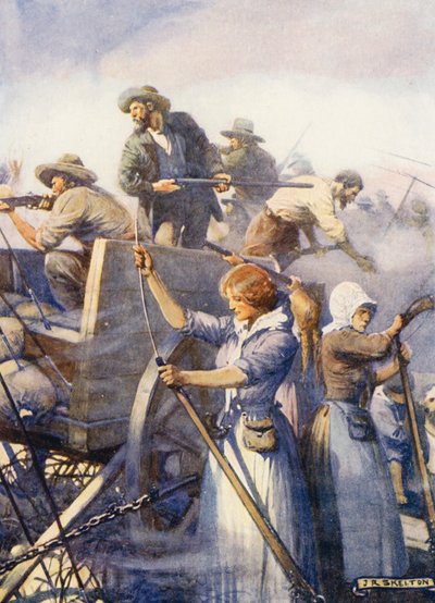 Las mujeres cargaban las armas vacías (litografía en color) de Joseph Ratcliffe (after) Skelton
