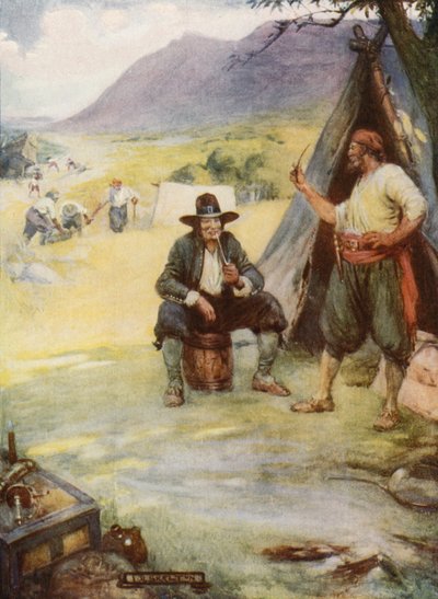Donde ahora se encuentra la gran ciudad de Ciudad del Cabo, montaron sus tiendas y chozas (litografía en color) de Joseph Ratcliffe (after) Skelton