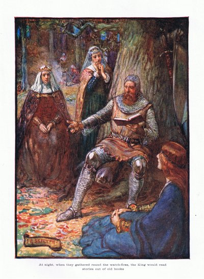 Por la noche, cuando se reunían alrededor de las hogueras, el rey leía historias de libros antiguos de Joseph Ratcliffe Skelton