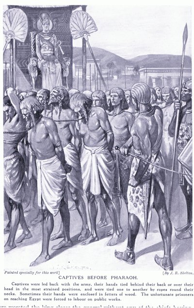 Cautivos ante el Faraón, c.1920 (litografía) de Joseph Ratcliffe Skelton