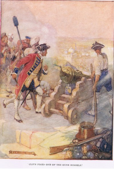 Clive disparó uno de los cañones él mismo de Joseph Ratcliffe Skelton
