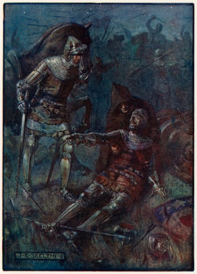 James, Conde de Douglas, en la batalla de Otterburn de Joseph Ratcliffe Skelton
