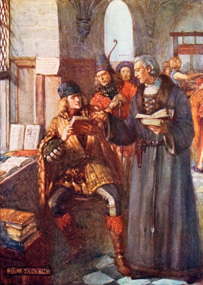 Nobles visitando la imprenta de William Caxton de Joseph Ratcliffe Skelton