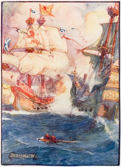 Combate naval entre escoceses e ingleses de Joseph Ratcliffe Skelton