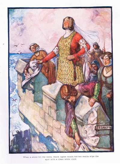 Cuando una piedra golpeaba las paredes, Black Agnes ordenaba a sus doncellas limpiar el lugar con un paño blanco limpio de Joseph Ratcliffe Skelton