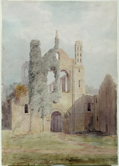 Abadía de Kirkstall desde el frente oeste de Joseph Rhodes