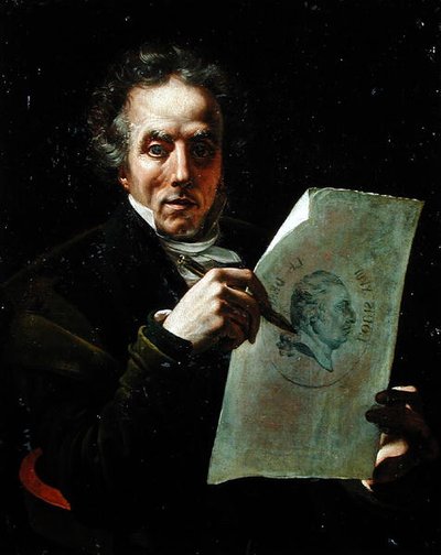 Autorretrato con un dibujo de Luis XVIII (1755-1824) de Joseph Roques