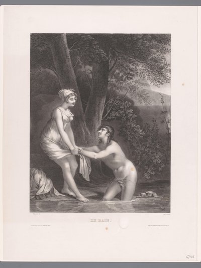 Dafnis y Cloe bañándose Le Bain (título sobre objeto) de Joseph Rose Lemercier