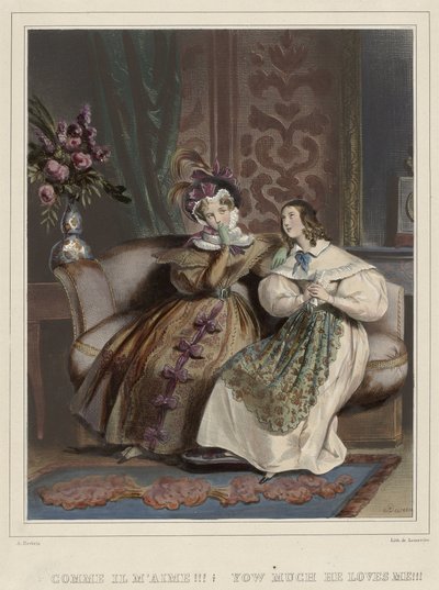 Las mujeres. Galería de moda, ca. 1830: ¡¡¡Cómo me quiere!!! (...) de Joseph Rose Lemercier