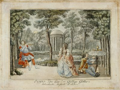 Tamino, Pamina y Papageno ... (grabado) de Joseph Schaffer