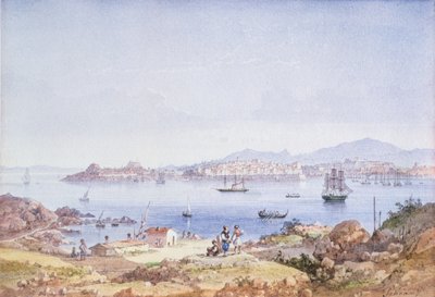 Corfú desde la isla de Vidho, 1789 de Joseph Schranz
