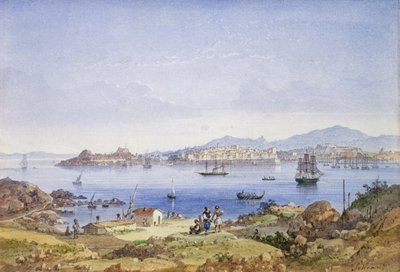 Corfú desde la Isla de Vido, c.1845 de Joseph Schranz