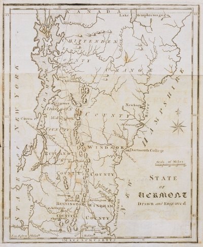 Mapa del estado de Vermont de Joseph Scott