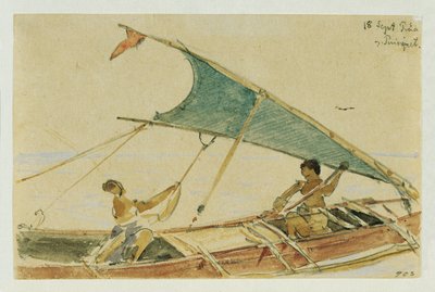 Boot vor der Insel Puinipet (Ponape), Islas Carolinas de Joseph Selleny