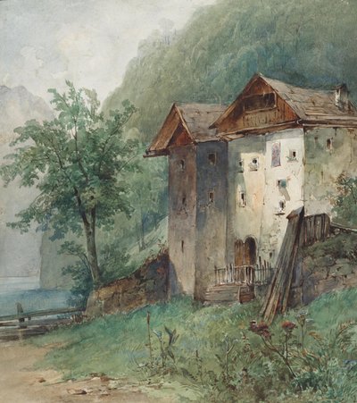 Casas en un lago de montaña de Joseph Selleny