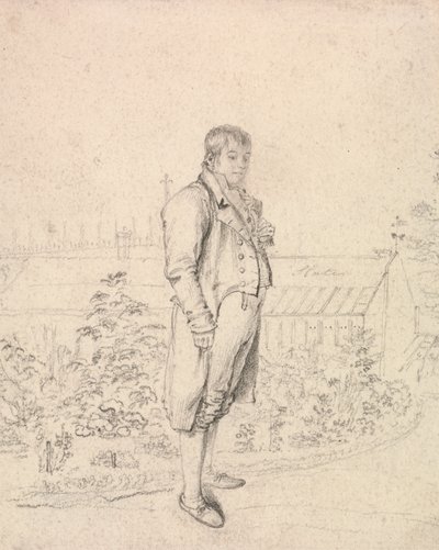 Boceto de Sir Walter Scott en un jardín de Joseph Slater