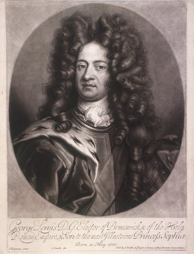 Retrato ovalado de Jorge I, Rey de Gran Bretaña, c. 1700 de Joseph Smith