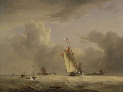 Barco de pesca y otros barcos en una fuerte brisa de Joseph Stannard