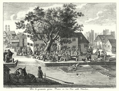La posada Gruene Baum (Árbol Verde) cerca de Múnich (grabado) de Joseph Stephan