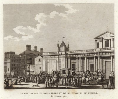 Multitudes se reúnen alrededor del carruaje que lleva a Luis XVI y su familia de Joseph Swebach Desfontaines