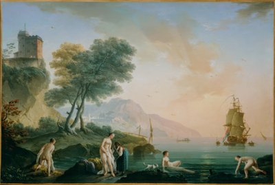 Niñas bañándose en la orilla del mar de Claude Joseph Vernet