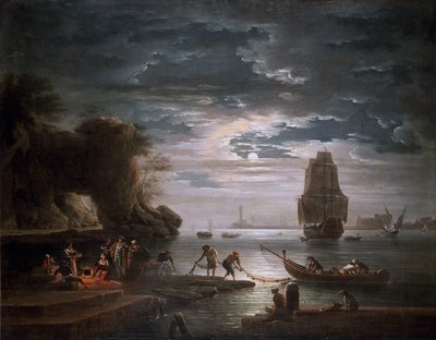 Escena costera (La noche) de Claude Joseph Vernet