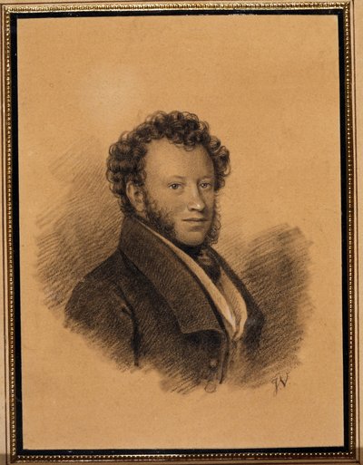 Retrato del escritor Alexandre Pouchkine (1799-1837) - Obra de Joseph Vivien (1793-1852), lápiz y acuarela sobre papel de Joseph Vivien