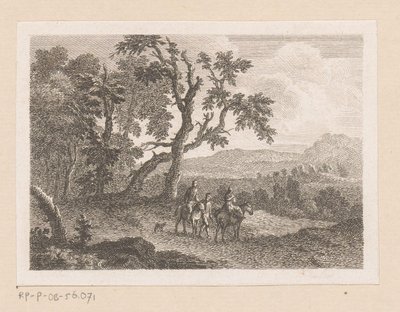Paisaje con dos jinetes y un hombre a pie de Joseph Wagner (possibly)